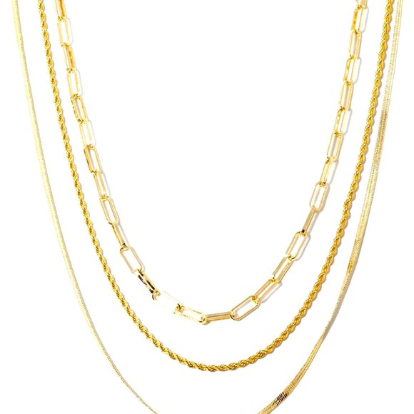 NEW GOLD LAYERED NECKLACES NWT 18K GOLD PLATED